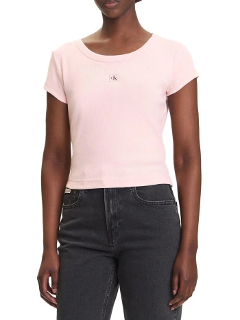 calvin klein jeans a- woven label 2x2 rib baby tee