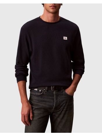 calvin klein ls waffle badge crewnk tee lv040em217-cef