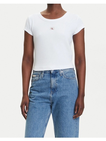 calvin klein jeans a- woven label 2x2 rib baby tee