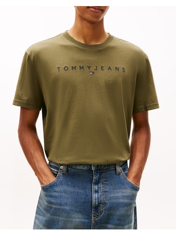 tommy jeans tjm reg linear logo tee ext dm0dm20744-gy1 olive
