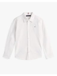 tommy hilfiger solid stretch poplin shirt l/s kb0kb06965-8y-16y-ybr white
