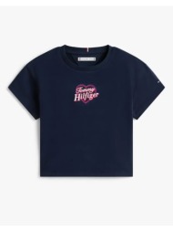 tommy hilfiger tommy heart embro tee ss kg0kg09280-2y-7y-c1g navyblue