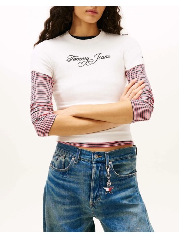 tommy jeans tjw slim ess logo 1 rib tee ext dw0dw21838-ybl