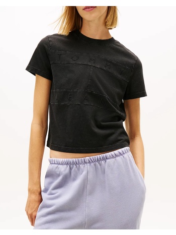 tommy jeans tjw reg sh tonal flag tee dw0dw22539-bds black