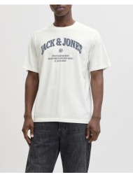 jack&jones jjedenver graphic tee ss o-neck sn 12291213-cloud dancer offwhite