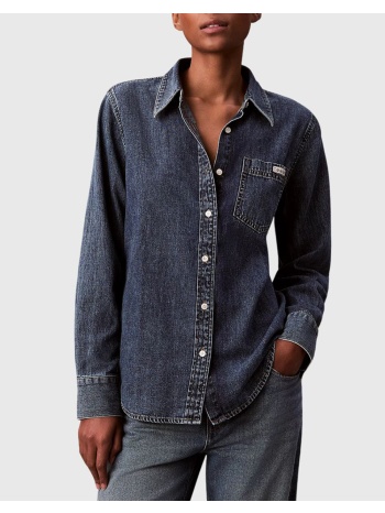 calvin klein ls classic denim shirt blue whar