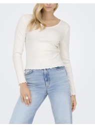 only onlina life l/s v-neck top jrs 15365144-cloud dancer offwhite