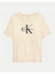 calvin klein light monologo s/s t-shirt ib0ib02610-8y-16y-pgb cream