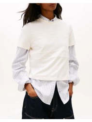 tommy jeans tjw reg sh tonal flag tee dw0dw22539-ybh offwhite