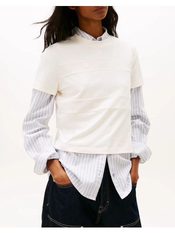 tommy jeans tjw reg sh tonal flag tee dw0dw22539-ybh