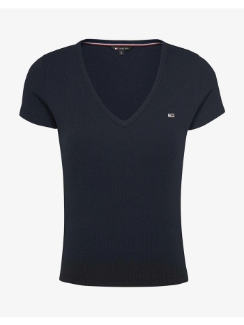 tommy jeans tjw slim essential rib v ss dw0dw17385-c1g