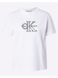 calvin klein jeans ss classic monologo metallic cne lv047e819g-yaa white