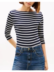 tommy hilfiger new cody slim boat-nk 3/4slv ww0ww40589-02c navyblue