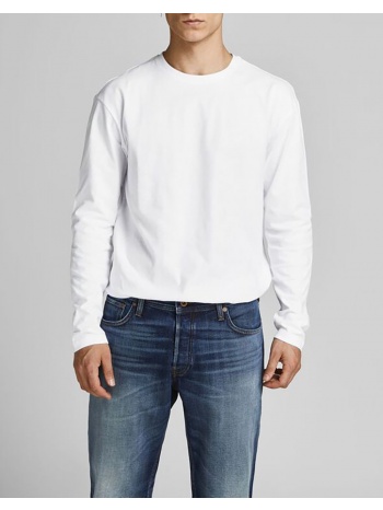jack&jones μπλουζα jjenoa tee o-neck ls noos 12190128-white