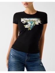 guess ss cn camelia triangle tee μπλουζα γυναικειο w6ri35j1314-jblk black