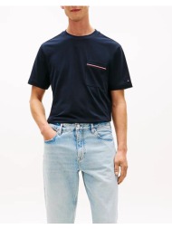 tommy hilfiger global stripe pique pocket tee mw0mw42397-dw5 navyblue