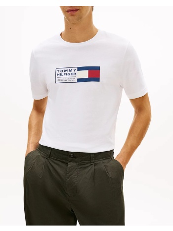 tommy hilfiger brand love text box tee mw0mw42366-ybr white
