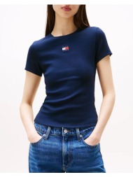 tommy jeans tjw slim badge rib tee dw0dw17881-c1g darkblue