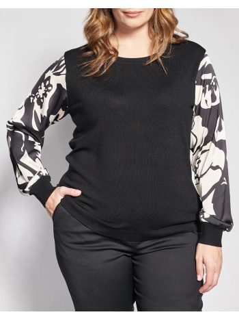 parabita μπλούζα πλεκτή με εμπριμέ φλοράλ ημιδιάφανα