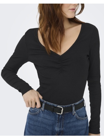 only onlbetty l/s scallop v-neck cc jrs 15365756-black black