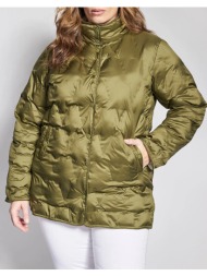 parabita μπουφάν αδιάβροχο καπιτονέ με ψηλό γιακά και colorblock εσωτερικό 012610709504-023 khaki