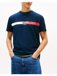 tommy jeans tjm reg signature stripe t ext dm0dm22539-c1g darkblue