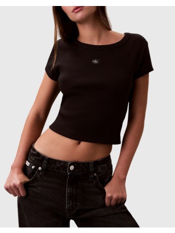 calvin klein jeans a- woven label 2x2 rib baby tee