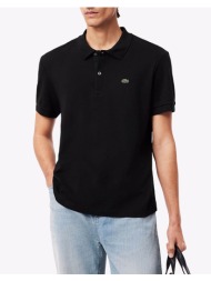 lacoste μπλουζα κμ short sleeved ribbed collar shirt 3dh2050-031 black