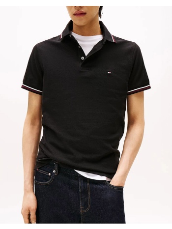 tommy hilfiger tipped slim fit polo mw0mw37346-bds black