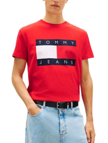 tommy jeans tjm reg big flag ss tee ext dm0dm22645-xl8 red