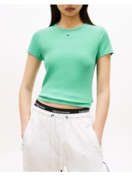 tommy jeans tjw slim essential rib ss ext dw0dw17383-l5c mintgreen