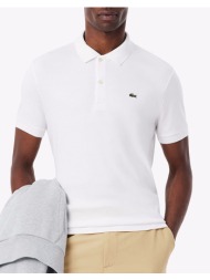 lacoste μπλουζα κμ short sleeved ribbed collar shirt 3dh2050-001 white