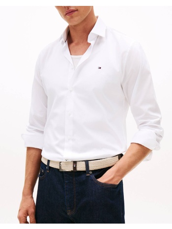 tommy hilfiger cl flex poplin sf shirt mw0mw38347-ybrr white