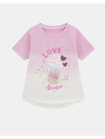 guess high low dip dye ss t-shirt μπλουζα παιδικο girl