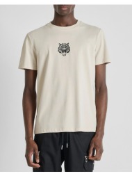 antony morato pre mmks02608fa100258 t-shirt regular fit in jersey cotton fabric with tiger print μπλ