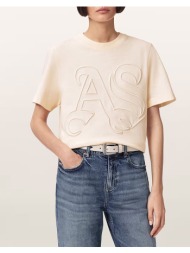 all saints lisa embos tee w148je-pebble white cream