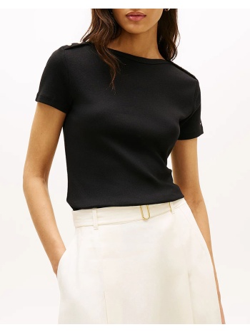 tommy hilfiger gold button slim ss tee ww0ww49250-bds black