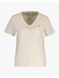 gant μπλουζα κμ reg shield ss v-neck t-shirt 3gw4200750-119 ivory