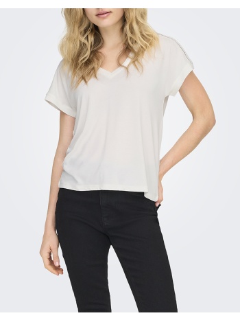 only onlfree life s/s v-neck lace top jrs 15369294-cloud
