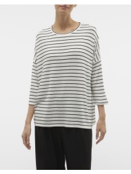 vero moda vmbrianna 3/4 pullover boo rep 10277858-snow whitewblack mixed