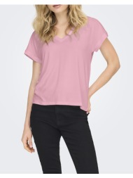 only onlfree life s/s v-neck lace top jrs 15369294-romance roseskyelace pink
