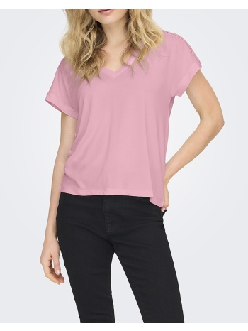 only onlfree life s/s v-neck lace top jrs 15369294-romance