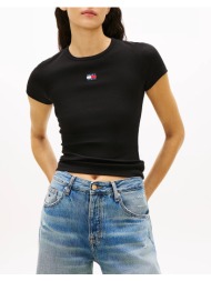 tommy jeans tjw slim badge rib tee dw0dw17881-bds black