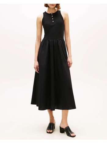 tommy hilfiger gold button poplin mix dress ww0ww49628-bds