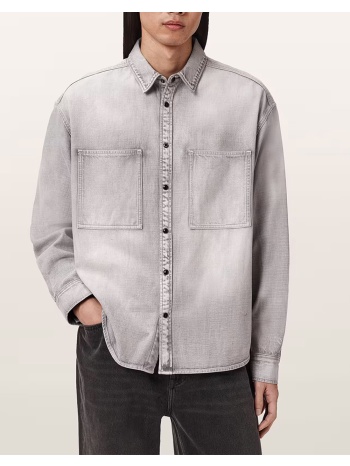 all saints al canvas shirt m088sd-light grey lightgray