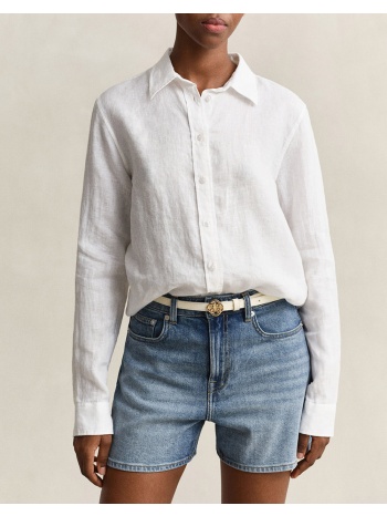 gant υποκαμισο μμ reg linen ls shirt 3gw4300620-110 white