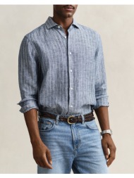 gant υποκαμισο μμ reg linen stripe shirt 3g3260048-423 steelblue