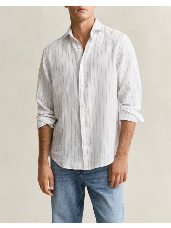 gant υποκαμισο μμ reg linen stripe shirt 3g3260048-110 white