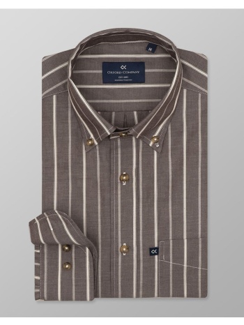 oxford company button down πουκαμισο j120-bz10.02-02 brown