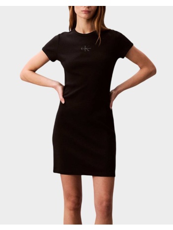 calvin klein jeans ss monologo baby rib mini dress